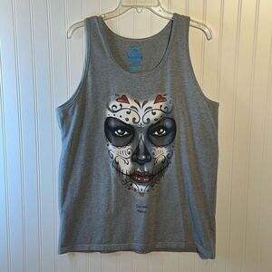 Cozumel Mexico Sugar Skull Tank Women’s XLarge Gray Mare Blue From Mexico 2017